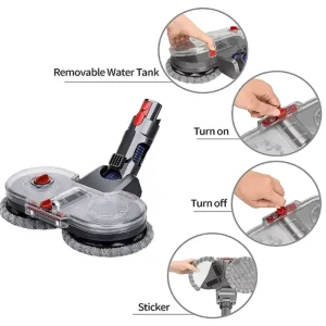 Motorized Wet/Dry Dual-Spin Electric Mop Cleaner Head with Water Box and Pads for V11, V10, V8, and V7