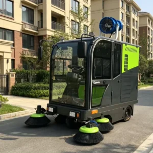 Multi Functional Street Sweeper with High Pressure Washer Vacuum Sweeping Cleaning Machine 48V Ride on Type
