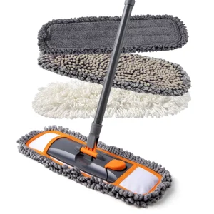 Multifunction Microfiber 55 Inch Dust Mop with 3 Washable Pads for Floor Cleaning