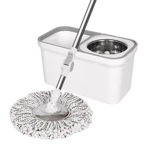 Multifunctional 360 Detachable Removable Stainless Steel Drying Basket Four Side Wringing Microfiber Mop Hand Free Mop Bucket