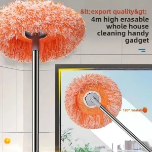 Multifunctional Microfiber Duster Mop with Stainless Steel Extendable Handle, 19in+ Length, for Ceiling, Roof, and Wall Cleaning