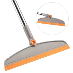 Multifunctional Rubber Broom Sweeper with Long Handle Wiper for Cleaning and Water Removal Black and Orange