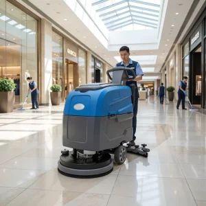 NC-X40 Dual-Brush Manual Walk-Behind Floor Scrubber Machine with 30L Solution Tank