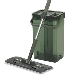 NEW Desk Floor Mop Set with Self Wringer Microfiber Cleaning Cloth Sustainable Design for Wooden Floors