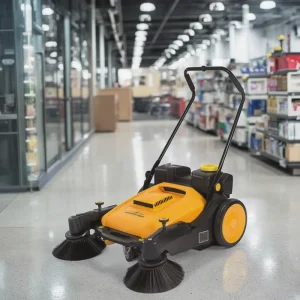 36-Inch Triple-Brush Walk-Behind Floor Sweeper with Core Side Brush and Brush Motor for Construction Cleaning