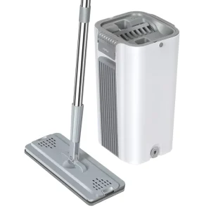 New Design Hands-Free 360 Rotating Swivel Handle Stainless Steel Flat Mop with Microfiber Floor Dust Mop and Bucket