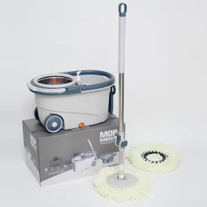 New Design Household Hands Free 360 Rotating Microfiber Floor Spin Mop with Big Wheel Wringer and Squeezer Double Bucket Set