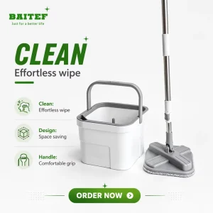 New Design Separate Clean Dirty Water Flat Mop Bucket Hand Free Self Wringing Floor Mop Lazy Cleaning Mop for Tile Wood Floors