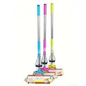 New Double Roller Telescopic PVA Sponge Hand Free Mop Squeegee with Stainless Steel Rod for Home Floor Cleaning Tools