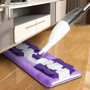 New Dual Use Hand Free Flat Mop Wet or Dry with Steel Pole Lazy Water Spray Mop for Household Use