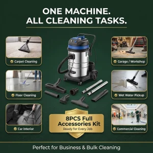 New Electric Heavy Duty 70L Industrial Wet & Dry Vacuum Cleaner for Warehouse Workshop Garage 2000W 1 Year Warranty
