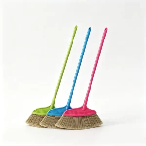 New Ergonomic Soft Bristled Broom with Plastic Handle and Flagged Bristle for Home Cleaning