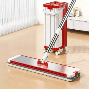 New Flat Mop Bucket Set Self Wringer Stainless Steel Hoisting Rod High Dehydration Rate Replacement Cloth Hand Washless Lazy