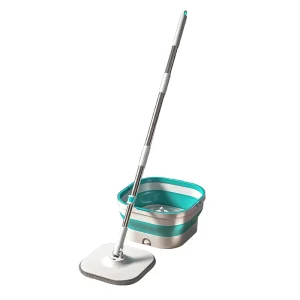 New Foldable 360 Rotating Stainless Steel Bucket Microfiber Wet Dry Cleaning Mop 2 Piece High Dehydration Rate Adjustable Long