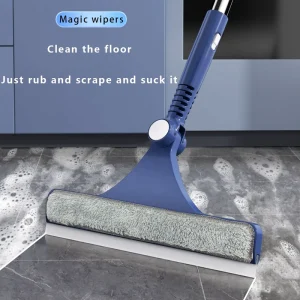 New Indoor Foam Tile Floor Squeegee With Long Handle Industrial Use Aluminum Head Double Rubber Blade Water Wiper for Cleaning