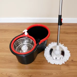 New Magic Spin Steel Mop Set with Bucket 360 Rotary Microfiber Mop Durable & Labor Saving for Home Floor Cleaning