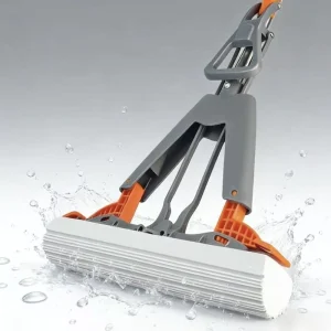 New Sponge head Mop Telescoping Handle Stainless Steel Pole Rubber Pad for Home Use Four stage Wringing Hands free Mopping