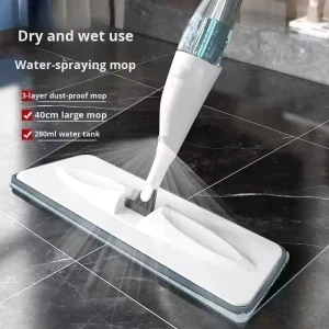New Spray Flat Mop One Swipe Clean Dry Wet Dual Use Hands Free Centrifugal Wringing Self Adhesive Thickened Floor Mop