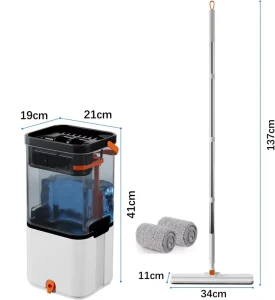 New Style 360 Spin Flat Magic Mop with Steel Pole Foldable Design Self Wringing Dual Drive Microfiber Cloth for Floor