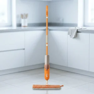 No-Battery Spray Flat Mop with Metal Pole, Hands-Free Floor Cleaner, and Ultra-Lightweight Microfiber Cloth
