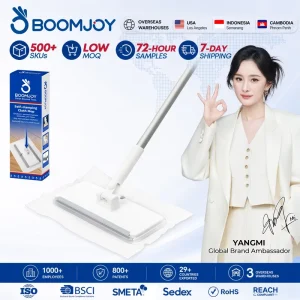 Nonwoven Disposable Extendable-Handle Mop with Auto Clamp, One-Button Release, Wet/Dry Hardwood Floor Use