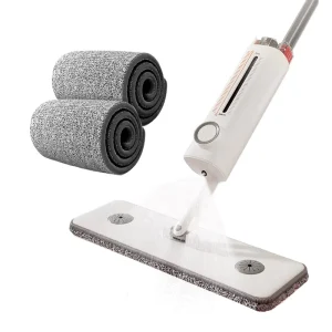 OEM Factory Wet Mop Set for Hardwood Floors with Microfiber Pads Steel Pole and Spin Function