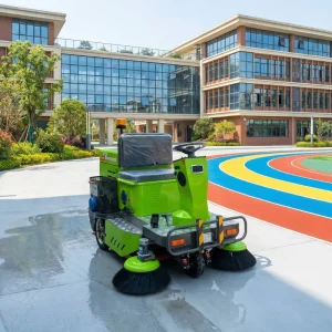 OEM Industrial Ride on Sweeper Cleaning Machine 48V Battery Powered Floor Sweeper with Large Capacity Hopper