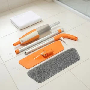 OEM Reusable Microfiber Rectangular Flat Mop with Aluminum Rod and 2 Mopheads Factory MOQ