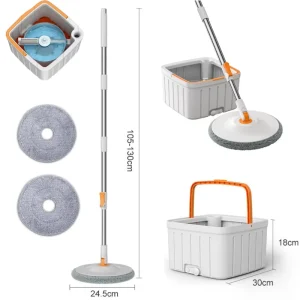 OKKiHOME 360 Rotating Spin Mop System with Built in Water Separation Technology Keeps Clean and Dirty Water Apart