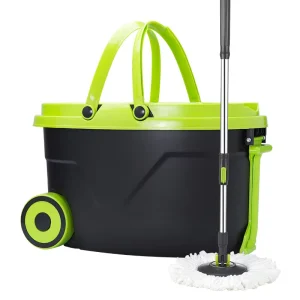 OKKiHOME Easy Spin Mop with 360 Rotating Head Spinning Mop and Bucket Set Self Cleaning Mop for Floor Cleaning