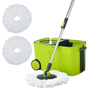 OKKiHOME Large Capacity 11L Time Saving House Mops Quick Clean Up Spin Mop and Bucket Set for All Types of Floors