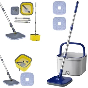 OKKiHOME Mop and Bucket Set Easy to Use Spin Mop with Separate Dirty Water Window Cleaner System for Home