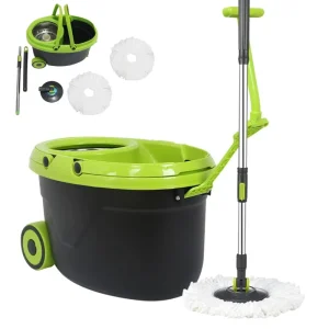 OKKiHOME Quick Drying Spin Mop with 360 Swivel Head Easy Cleaning Mop and Bucket Set for Deep Cleaning