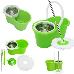 OKKiHOME Upgraded Spin Mop System Corrosion Resistant PP Bucket Stainless Steel Pole for Long Lasting Performance