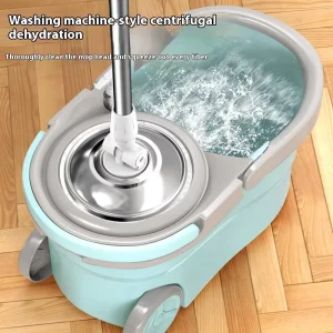 One Push Automatic Dry Mop Bucket Rotating Handle Lazy Mop for Household Use Desk Type Hands Free Washing Tool Spin Dehydration