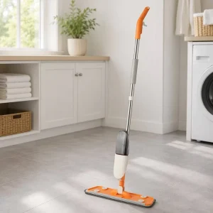 One Trigger Spray Flat Mop Refillable Dark Bottle Stainless Steel Handle High Dehydration Rate Durable Microfiber Floor Mop