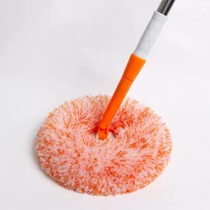 Orange 180 CM Telescopic Steel Handle 360-Degree Rotatable Chenille Microfiber Round Mop