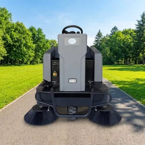 Outdoor Cordless Floor Sweeper with Long Lasting Battery Life for Large Area Cleaning on Patios Driveways Industrial Sites