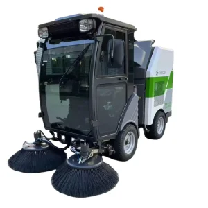 Outdoor Driving Four Wheel Steering Road Sweeper Equipment Industrial Electric Road Floor Sweeper Machine