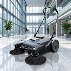 Outdoor Hand-Push Floor Cleaning Sweeper 55L Capacity for Park Workshop Playground