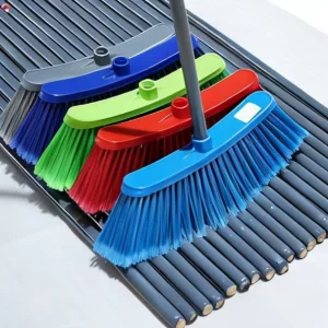 Owentek Colorful Brooms for Floor Cleaning Household Cleaning Tools Plastic Brush Long Handle Flagged Bristle Brush