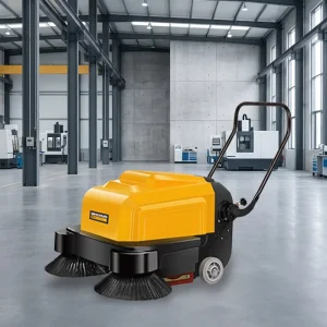 P100A 12V Mini Walk-Behind Electric Floor Scrubber and Road Sweeper with 100Ah Battery