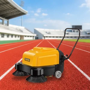 P100AS Industrial Electric Push Broom with Side Brush, 22L Dustbin, 12L Water Tank, 55Ah Battery, and 220W Power