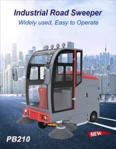 PB210 Multi-Functional Three-Wheeled Electric Ride-On Floor Sweeper for Road Cleaning