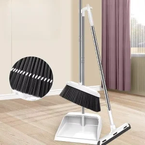PBH03lilin Broom And Dustpan Set Long Handle Heavy Duty Hair-Resistant Windproof Dustpan