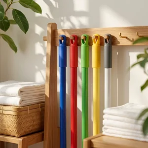 Painted Handle Metal Broom Stick Mop Handle Iron Broomstick Plastic Broom Set