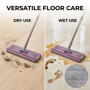 Panel Foldable Baseboard Mop Wet Dry Microfiber Flat Mop Sweeper Compatible With Disposable Non woven Cloth