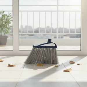 Plastic Broom and Dustpan Combo with Steel Handle for Outdoor Use