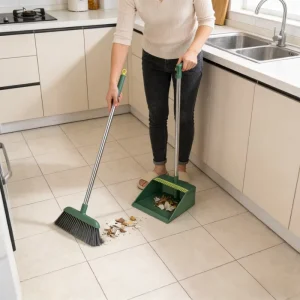 Plastic Broom and Dustpan Set with Brush Handle for Room Cleaning