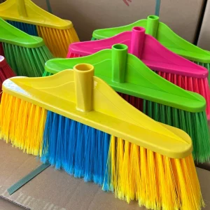 Plastic Broom with Wood Stick PVC PET PP Broom Dustpan for Home Floor Cleaning